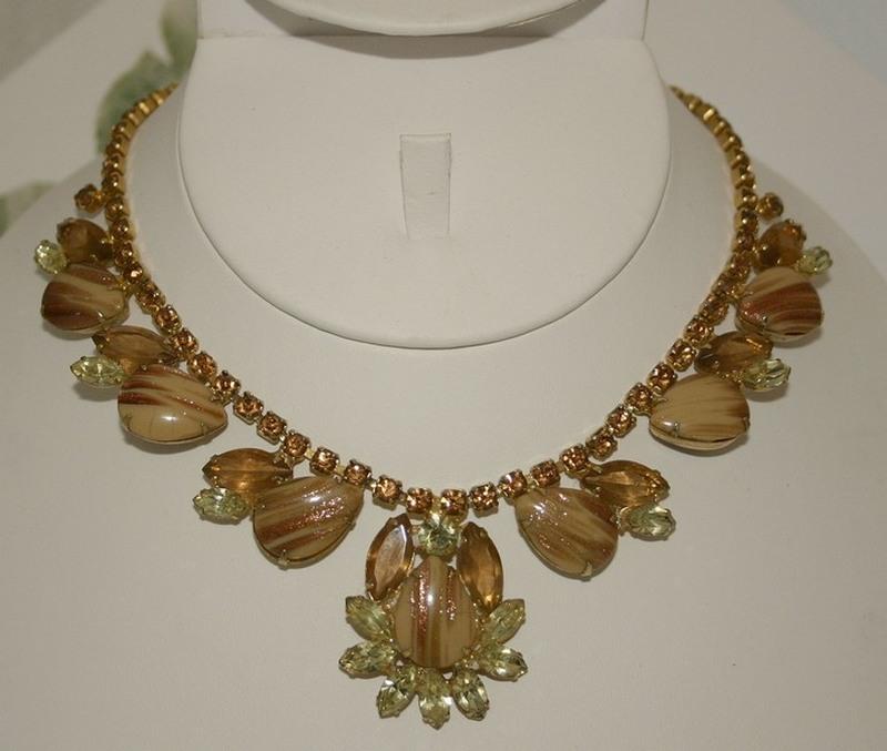 Front view of Topaz Pear Striped Necklace