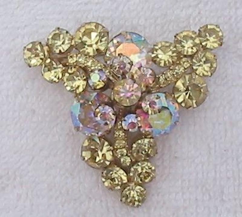 Front view of Yellow Chatons Only Brooch