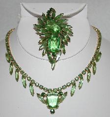 Green Emerald Cut Brooch