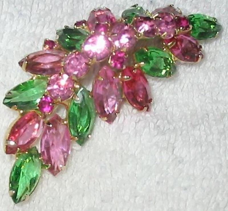 Front view of Pink Navettes Brooch