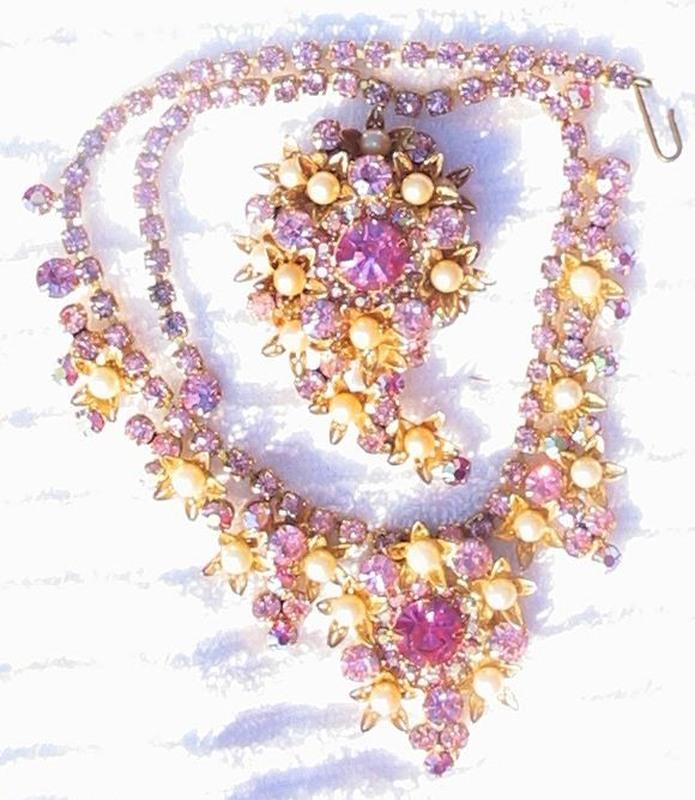 Front view of Pink Chatons Only Pearl Necklace