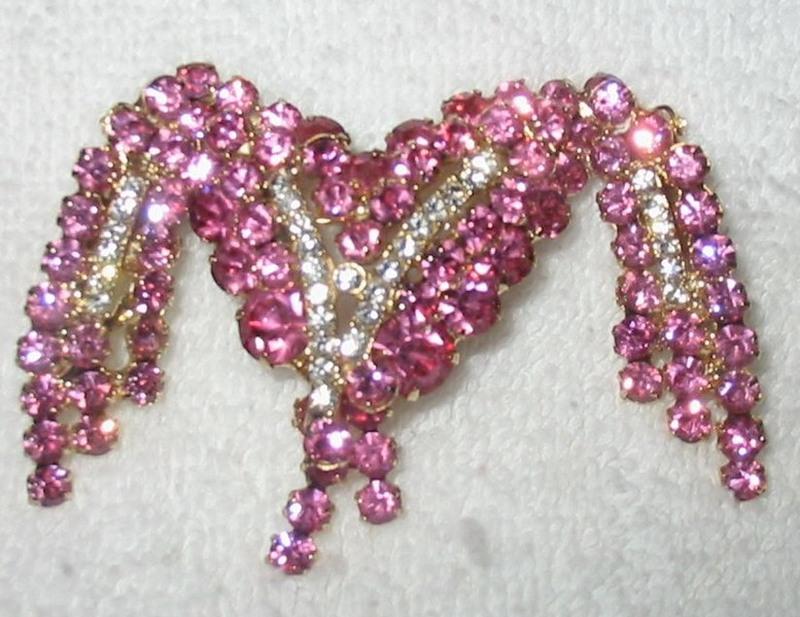 Front view of Pink Chatons Only Brooch