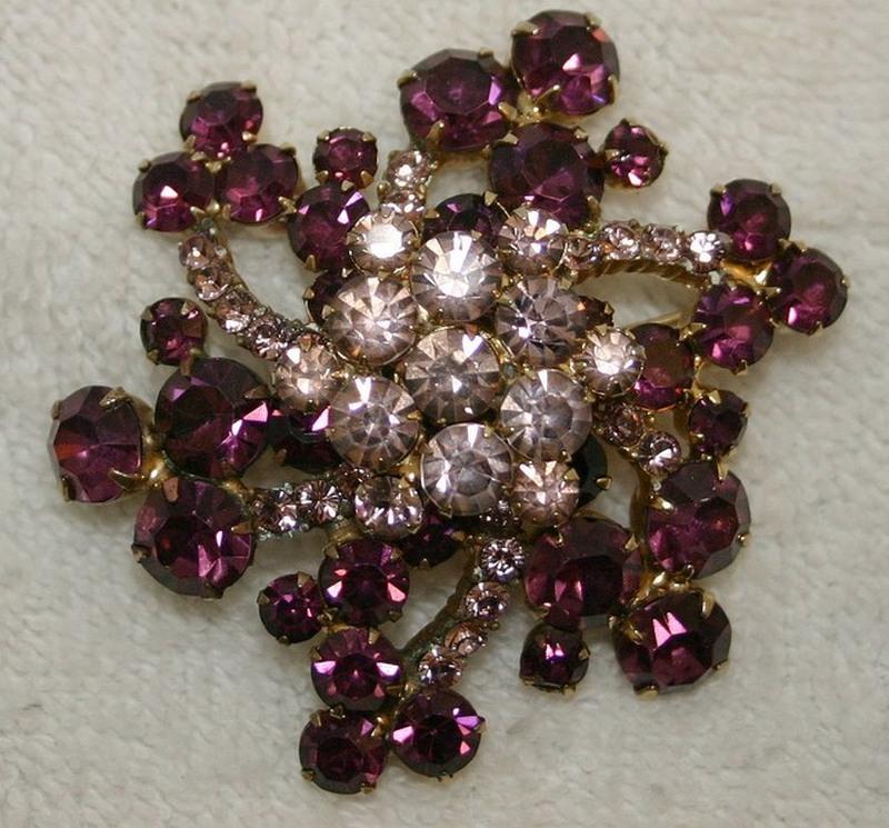 Front view of Purple (cardinal) Chatons Only Brooch