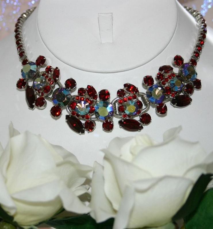 Front view of Red Navettes Necklace