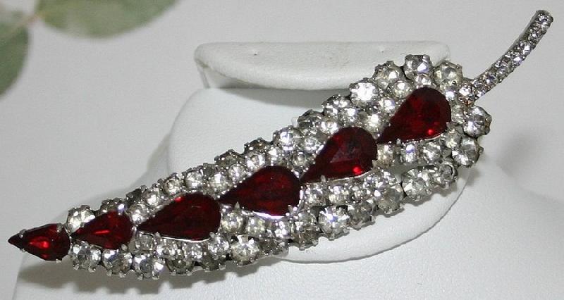 Front view of Red Pear Brooch