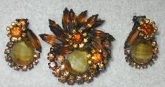 Topaz Pear Striped Earrings Clip