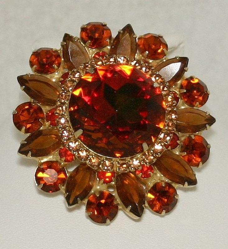 Front view of Orange Dentelle Pin Pendant