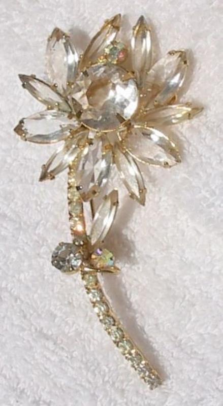Front view of Clear Navettes Brooch