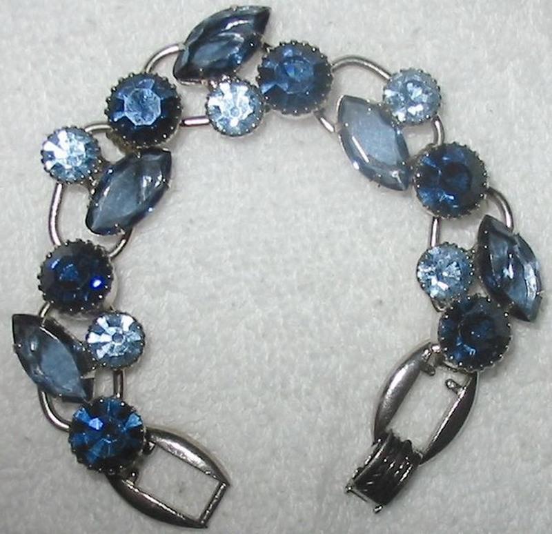 Front view of Blue Navettes Bracelet 5 Link