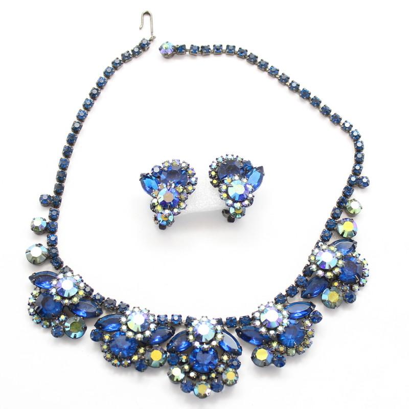 Front view of Blue Navettes Necklace