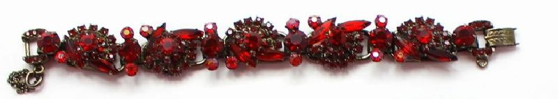 Front view of Red Navettes Bracelet 5 Link