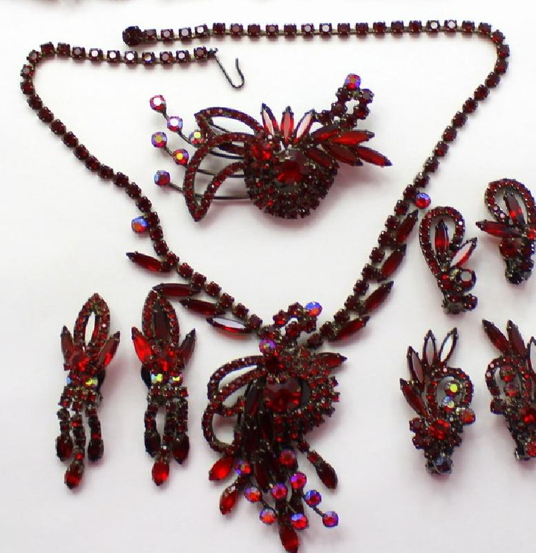Front view of Red Navettes Necklace