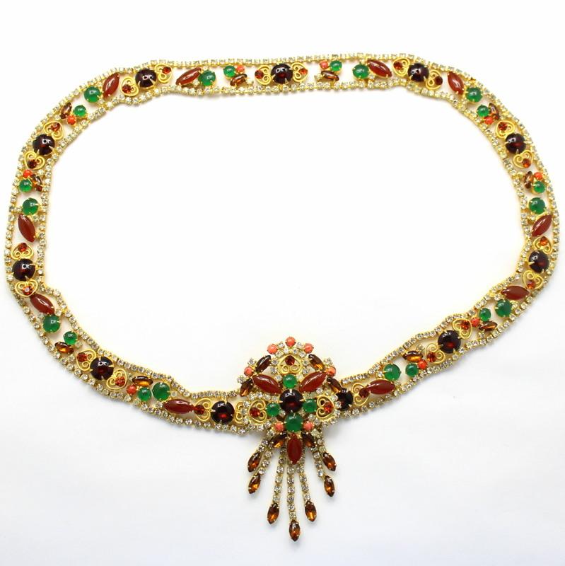 Front view of Multiple Colors Cabochons Necklace