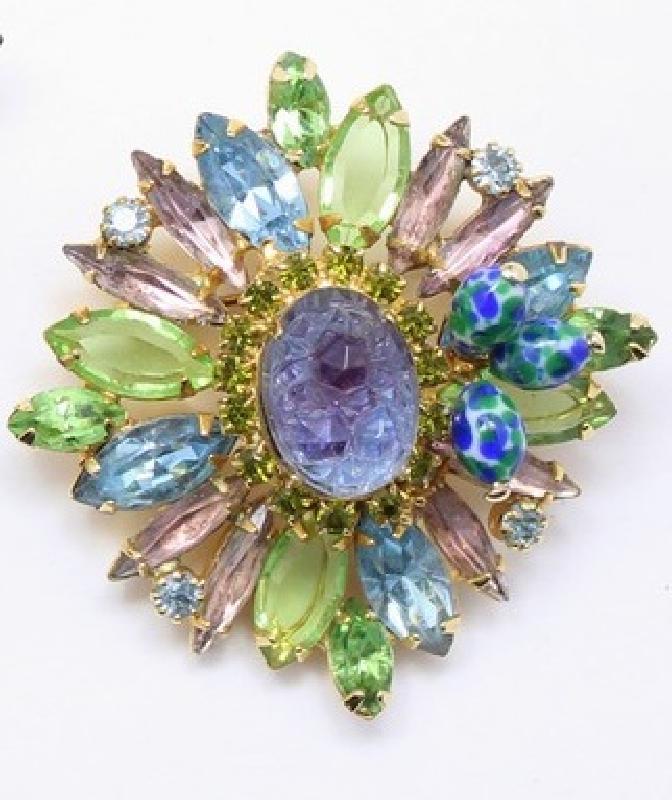 Front view of Pastel Cabochons Molded/Cut Brooch
