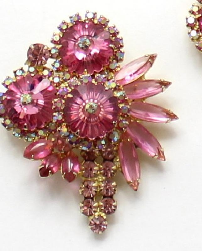 Front view of Pink Navettes Brooch