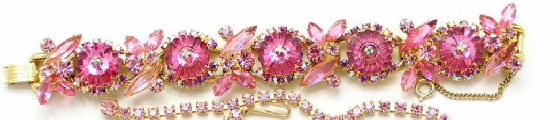 Front view of Pink Navettes Rivoli/Margarita Bracelet 5 Link