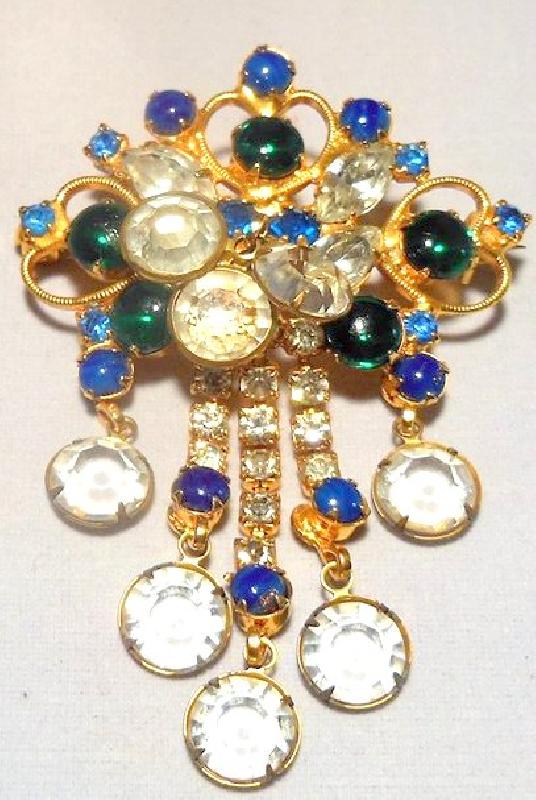 Front view of Multiple Colors Cabochons Brooch
