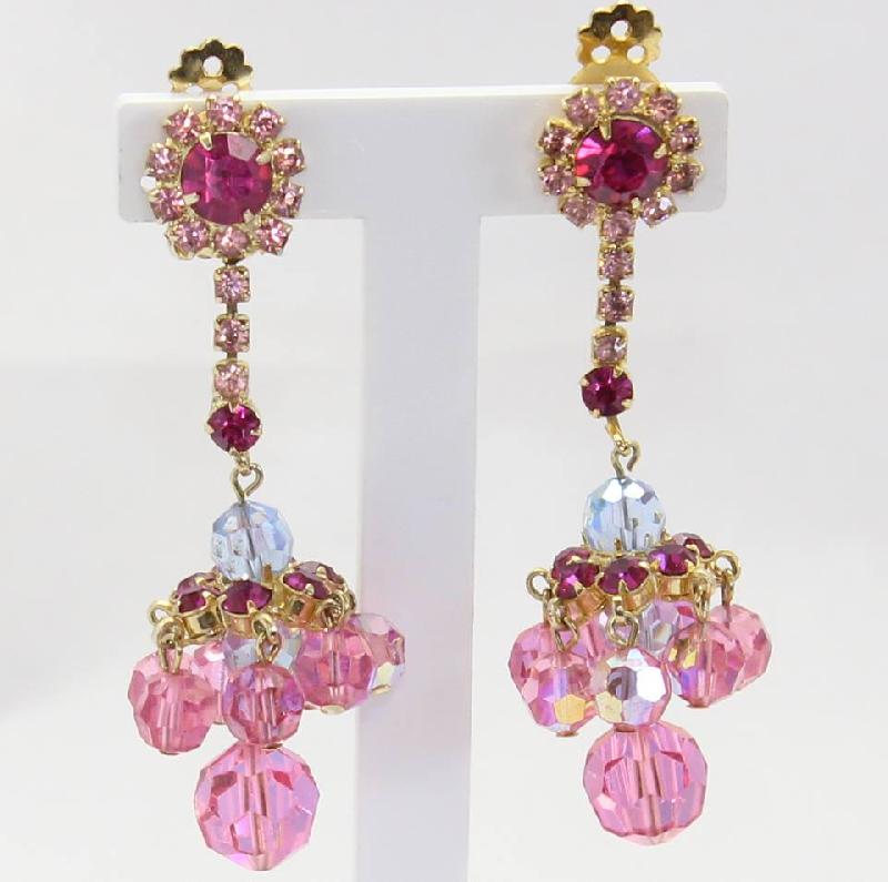 Front view of Pink Chatons Only Earrings Clip