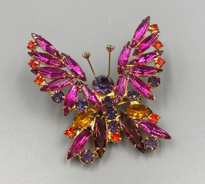 Front view of Multiple Colors Navettes Brooch