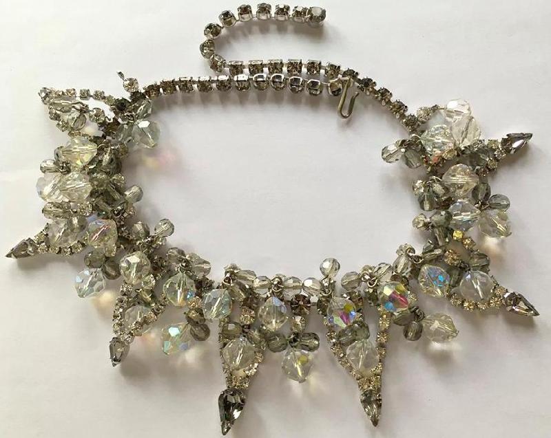 Front view of Gray (black Diamond) Pear Necklace
