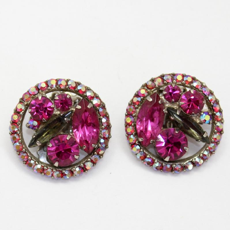 Front view of Pink Navettes Earrings Clip