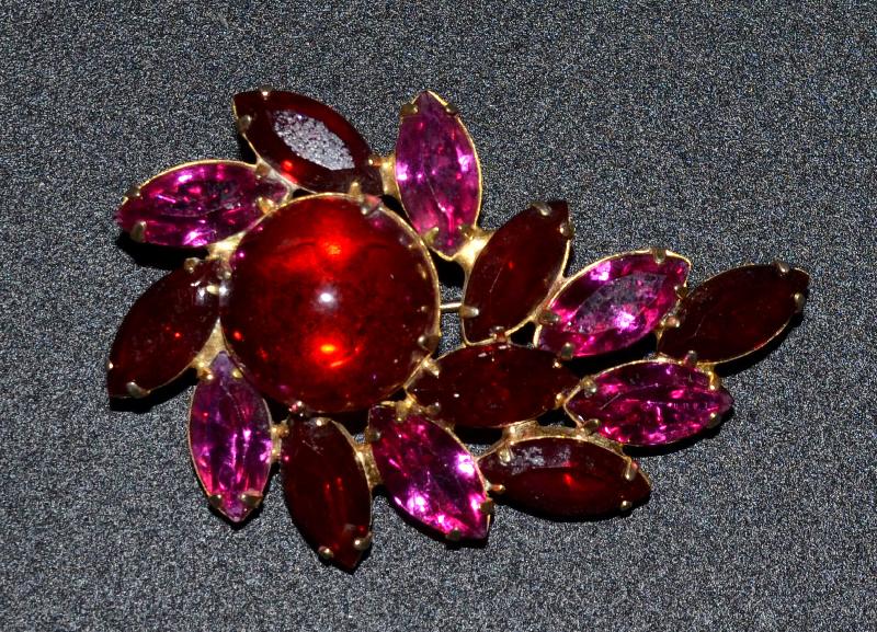 Front view of Red Cabochons Brooch