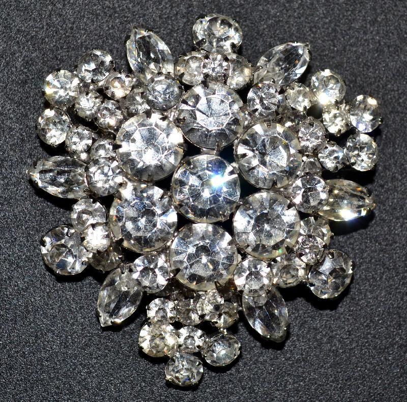 Front view of Clear Navettes Brooch