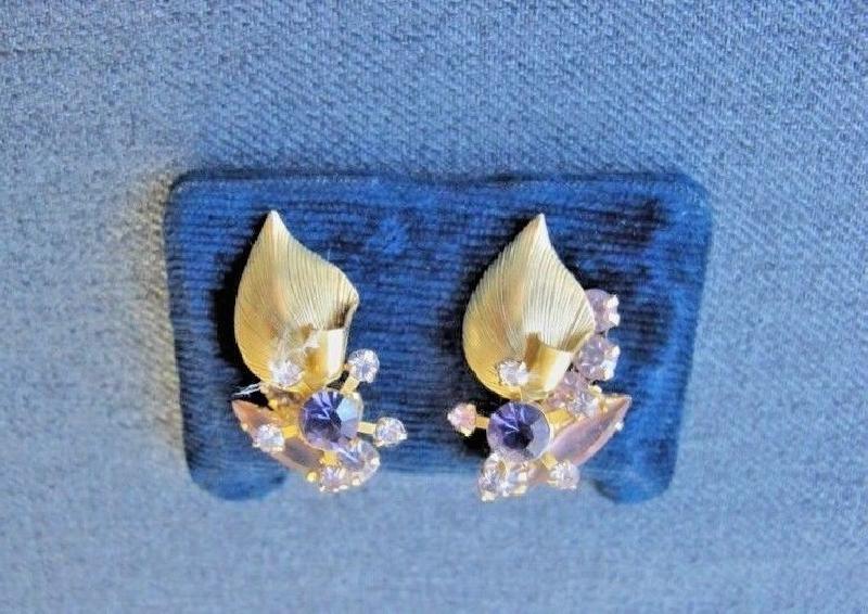 Front view of Purple (cardinal) Navettes Earrings Pierced