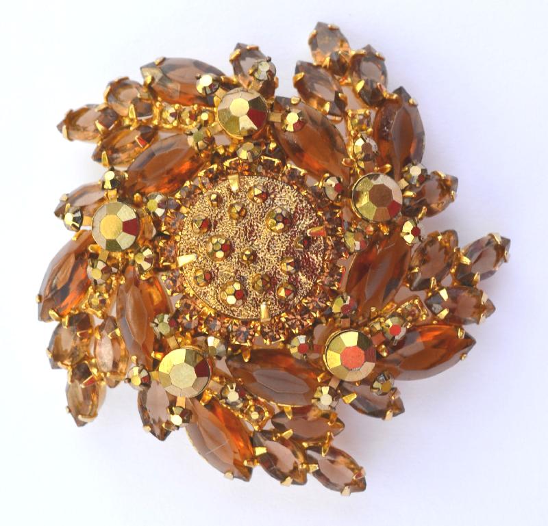 Front view of Topaz Navettes Molded/Cut Brooch