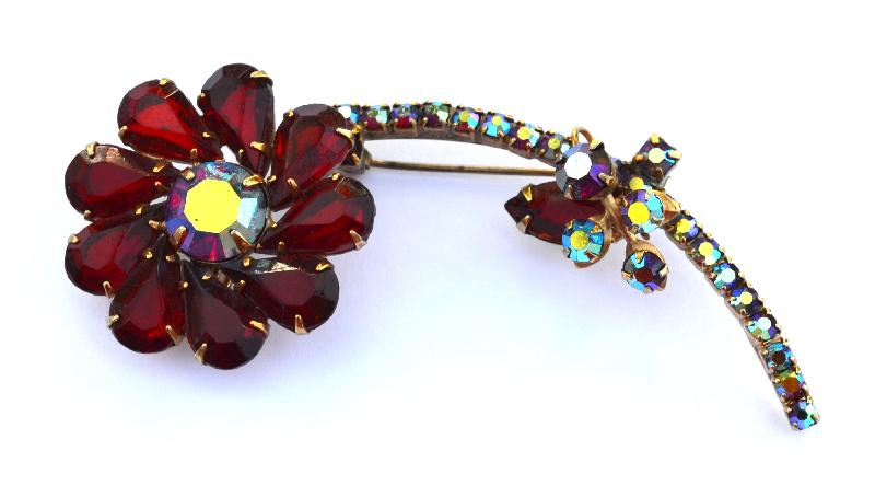 Front view of Red Pear Brooch