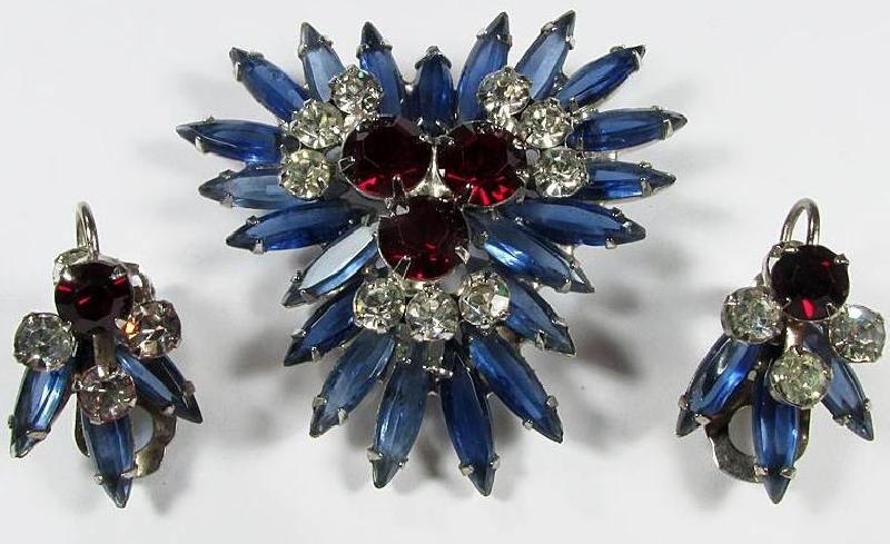 Front view of Patriotic Navettes Brooch