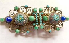 Multiple Colors Cabochons Molded/Cut Dress Clip