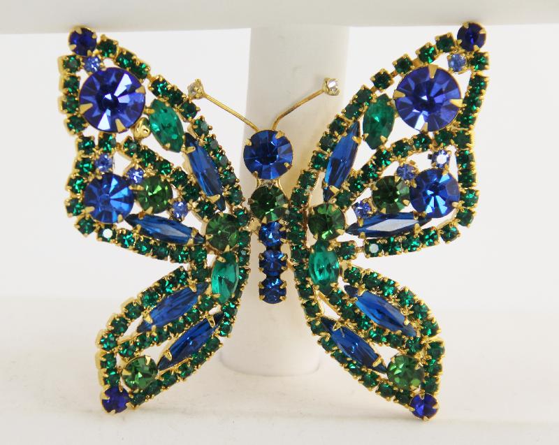 Front view of Blue Navettes Brooch