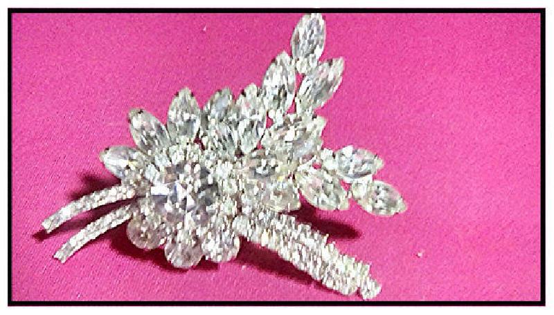 Front view of Clear Navettes Brooch