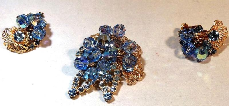 Front view of Blue Chatons Only Brooch