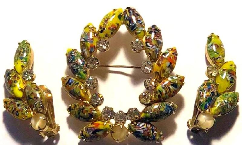 Front view of Multiple Colors Cabochons Spotted Brooch