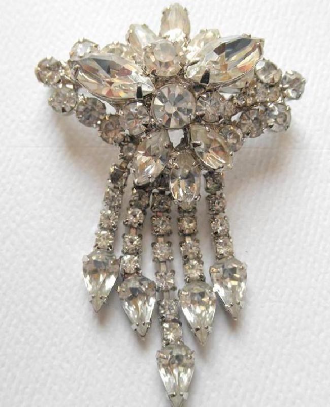 Front view of Clear Pear Brooch