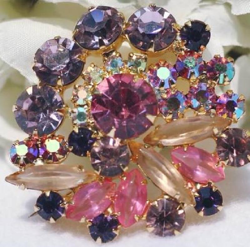 Front view of Pastel Navettes Brooch