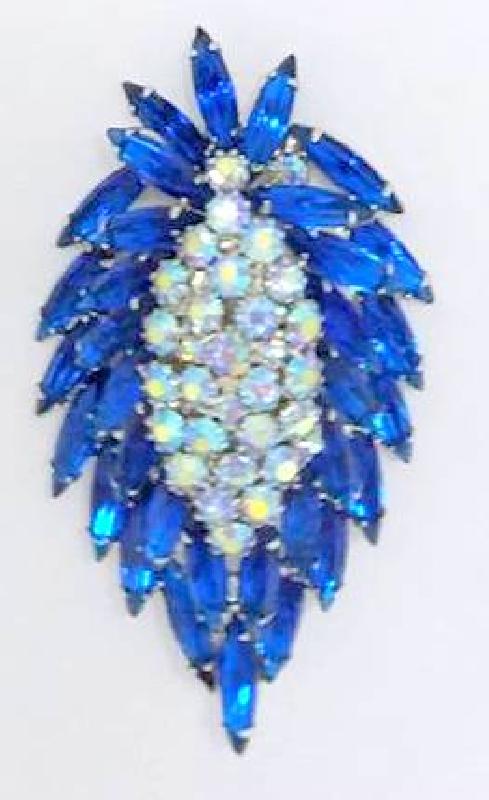 Front view of Blue Navettes Brooch