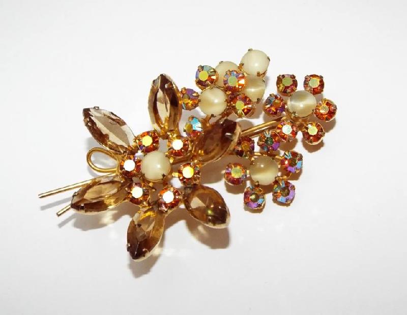 Front view of Topaz Navettes Brooch