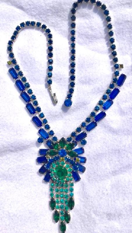 Front view of Blue Baguettes Necklace