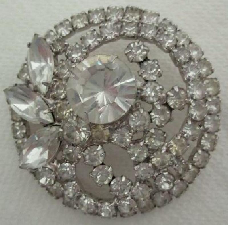 Front view of Clear Navettes Brooch