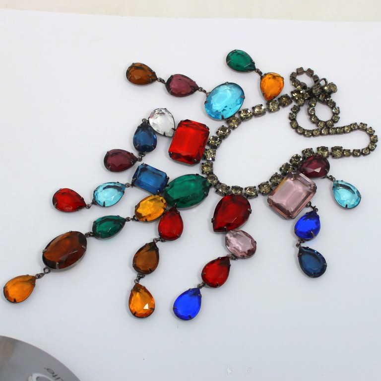 Front view of Multiple Colors Pear Necklace