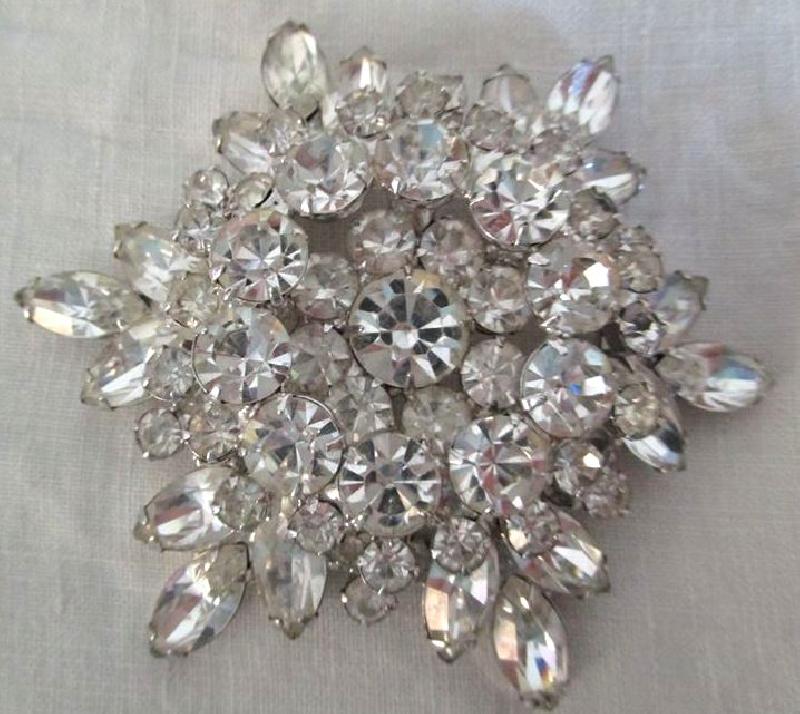 Front view of Clear Navettes Brooch