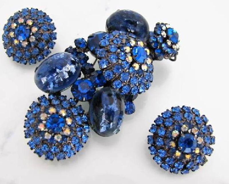 Front view of Blue Chatons Only Earrings Clip