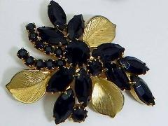 Black (jet) Navettes Brooch