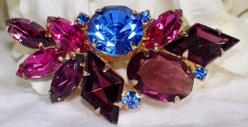 Front view of Multiple Colors Diamond Brooch