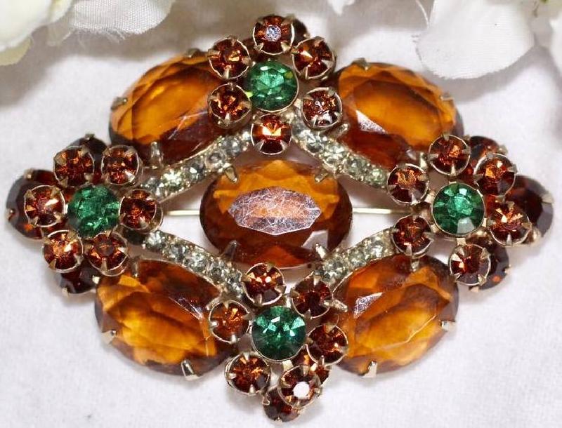 Front view of Topaz Oval Brooch
