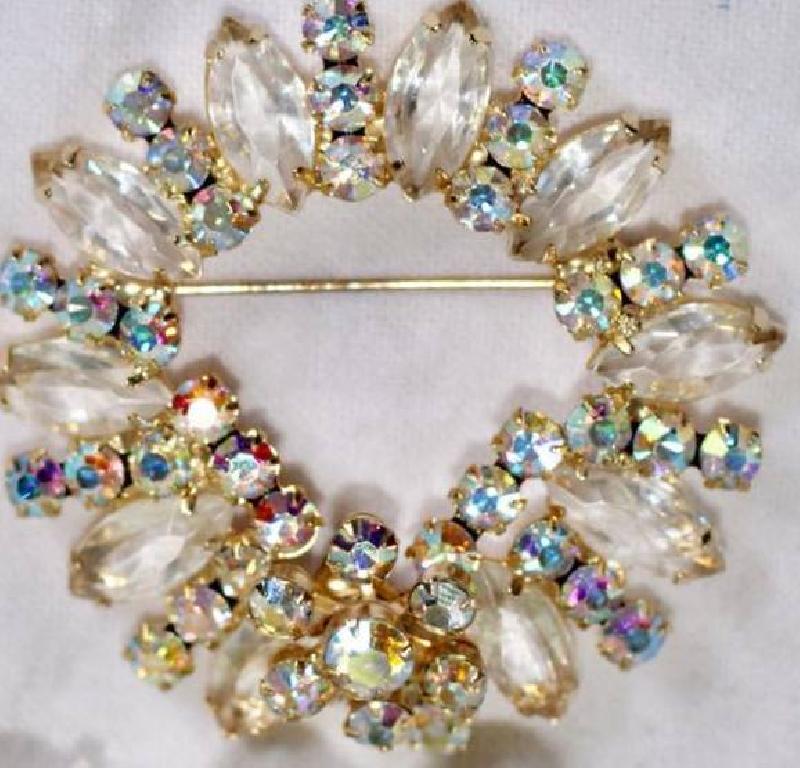 Front view of Clear Navettes Brooch