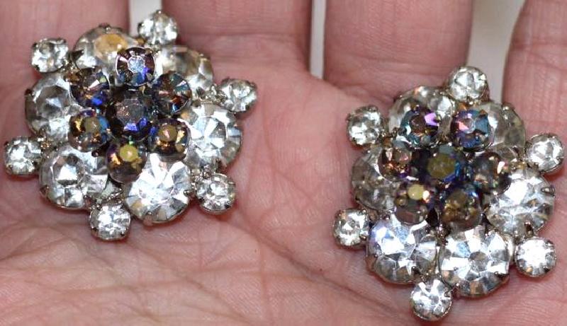 Front view of Clear Chatons Only Earrings Clip
